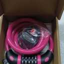 NDakter Bike Lock, 4/5.6 Feet Bicycle Cable, High Security 5 Digit Resettable Combination Coiling Bicycle Lock, Heavy Duty Anti Theft Cable with Mounting Bracket, 1/2 Inch Diameter (12mm) (Pink)