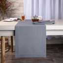 D'Moksha Homes Charcoal Grey Table Runner 14 x 72 Inch - Faux Linen - Wrinkle Resistant, Machine Washable - 100% Recycled Fabric