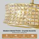 Gold Fandelier Ceiling Fans with Lights, 20 Inch Crystal Caged Ceiling Fan with Light and Remote, Semi Flush Mount Modern Farmhouse Chandelier Fan for Bedroom, Kitchen, Living Room, Small