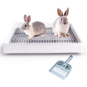 Petlex 22x18 inches Rabbit Litter Box with Grate, Extra Large Rabbit Litter Pan for Cage, Bunny Restroom Litter Tray Small Animals Toilet Potty Trainer for Hamster Ferret Rats Guinea Pigs Hedgehog