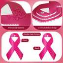 Unittype 18 Pack Pink Ribbon Breast Cancer Awareness Decorations with 2 Rolls 24 yd Ribbon Large Breast Cancer Hanging Ornaments Signs for Women Girls Yard Outdoor Charity Public Party Supplies