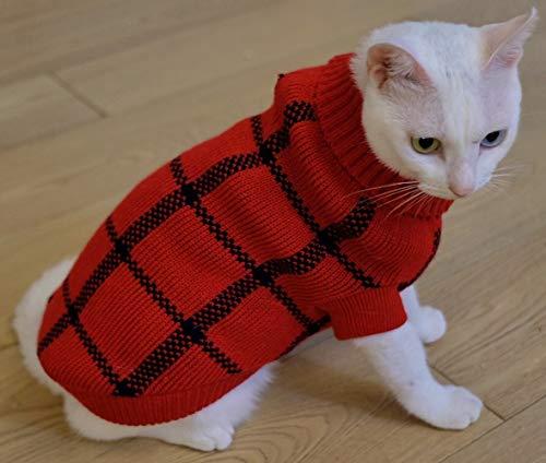 Turtleneck Dog Argyle Sweater for Small Dogs Cat