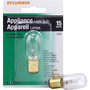 SYLVANIA Incandescent Appliance Light Bulb, 15W, T7, 110 Lumens, 120 Volts, Double Contact, Bayonet Base, Clear Finish (18200), Warm White, 1 Count (Pack of 3)