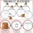 Jinei 30 Pcs 6 oz 200ml Ball Shape Plastic Sand Art Bottles Spherical Clear Plastic Potion Bottles Christmas Cocktail Ornament Balls for DIY Wedding Party Gift Crafts Decoration(Wood Color,Cork)