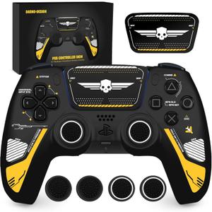 Darno Design Ps5 Controller Skin, Ps5 Controller Accessories, Silicone Grip Cover for PlayStation 5 DualSense, 4 Pcs Thumb Grip Gaps with Touch Pad Sticker - for Helldivers 2