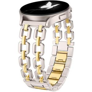 Wearlizer Metal Band Compatible with Samsung Galaxy Watch 7 6 5 4 FE Active 2 40mm 44mm/Watch 6 4 Classic 43mm 47mm 42mm 46mm/Watch 5 Pro 45mm Bands, 20mm Dressy Stainless Steel Chain Strap Women