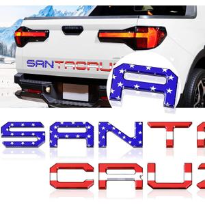 Tailgate Inserts Letters Compatible for 2022 2023 2024 2025 Santa Cruz 3D Raised & Strong Adhesive Decals Letters Rear Emblem Decal Sticker Compatible for Santa Cruz Accessories-American Flag