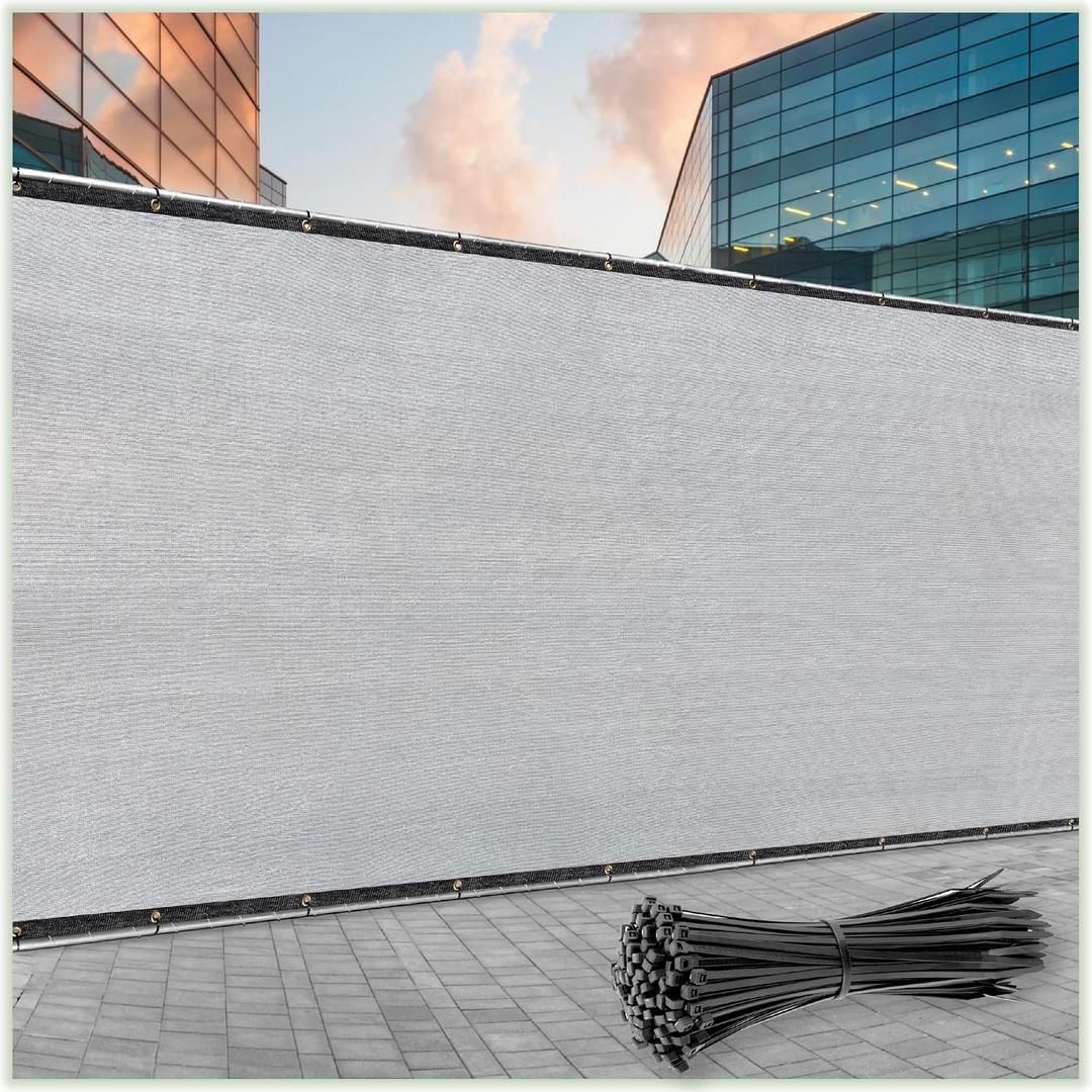 Colour Tree 8' x 50' Gray Fence Privacy Screen, 90% Blockage Windscreen