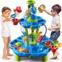 Water Table for Kids Ages 4-8 with Water Pump, Summer Outdoor Sand Water Table for Boys Girls, Kids Water and Sand Activity Sensory Toys for Toddlers Age 3-8
