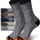 sellto 5 Pairs Merino Wool Socks for Men, Thick Warm Hiking Socks, Wool Winter Socks, Soft Mens Crew Sock