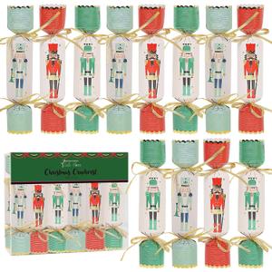 Lulu Home 12 Packs Non-Snap Christmas Crackers Set, Xmas Gift Box Kit for Party Dinner Game Traditions, Nutcracker Patterned, Each 6.5" H x 1.4" Dia