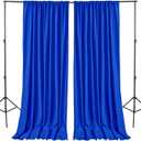 Hiasan Neon Blue Screen Backdrop Curtains for Parties, Polyester Photography Backdrop Drapes for Family Gatherings, Wedding Decorations, 5ftx10ft, Set of 2 Panels (W5' x H10'2 PCS)