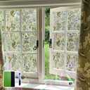 Floral Window Privacy Film Stained Glass Decorative Rainbow Window Tint for Glass Bathroom Door Car Decor Wildflower with Tools, 118.11" x 16.93"