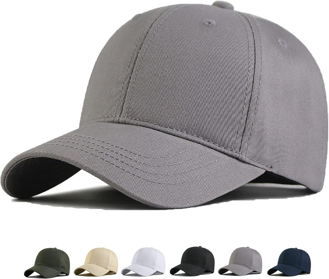 Oversize Baseball Cap XXL Big Head Hats for Men Large Head Hats Dad Hat Adjustable 23.6"-26.8" (Gray, XL)