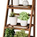 IDZO 4 Tier Wooden Ladder Shelf 44 in Bookcase Ladder Shelf Storage Shelves Rack Shelf Unit for Office and Home 44 x 16.5 inches, Wood Brown