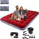 Queen Size Double Camping Air Mattress Bed with Air Pump,Inflatable Mattress,80"x 60"Thickened Portable Blow Up Air Mattress,Travel Sleeping Bed Pad for Camping Home Hiking