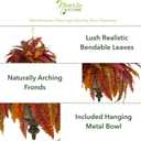Nearly Natural 28in. Autumn Boston Fern Artificial Plant in Hanging Metal Bowl
