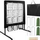 Pitching Net, 9 Hole Pitching Net with Strike Zone, Adjustable Softball/Baseball Hitting Net with Pitching Target, Portable Indoor Outdoor Training Equipment for Batting