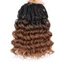 Leeven 10 Inch 8 Packs Curly Crochet Hair Pre Looped Boho Ocean Wave Crochet Hair Black to Brown 2 Tone Short Ocean Braids Pre Twisted Synthetic Deep Wavy Crochet Hair for Women
