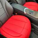 2 Pack Leather Front Car Seat Cover Bottom Only, Anti-Slip Padded Seat Cushion, Full Wrap Seat Protector with Storage Function Universal Fit for Most Cars, SUV, Pick-up Trucks (Red)