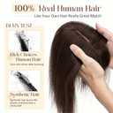Rich Choices 100% Real Human Hair Topper with Bangs - Real Remy Hair Topper for Women Thinning on Top, 5.1x2.7 Inch Breathable Invisible Clip In Silk Base Hair Piece 10 Inch #2 Dark Brown