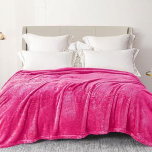 Exclusivo Mezcla Plush Fuzzy Fleece Bed Blanket King Size, Super Soft, Fluffy and Warm Blankets for Couch, Bed, All Season (Hot Pink, 90x104 inches)