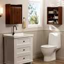 ZttRiee Bathroom Wall Cabinet, Medicine Cabinet with Roll-Up Door & 3 Shelves, Over The Toilet Wall-Mounted Storage Cabinet, Walnut