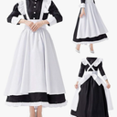 Anime Maid Cosplay Costume Womens Lolita Uniform Suit French Maid Dress Apron Headwear Halloween Outfits L