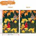 Fall House Flag Cardinal Bird 28x40 Double Sided Large Burlap Yard Flag Maple Leaves Welcome Autumn Thanksgiving Holiday Seasonal Outside Decorations