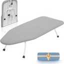 STORAGE MANIAC Tabletop Ironing Broad, All Iron Frame Mini Folding Ironing Broad with 2 Removable Cover, Portable Small Iron Mat with 7 mm Thick Pad for Laundry Room, Dorms  Silver & Blue