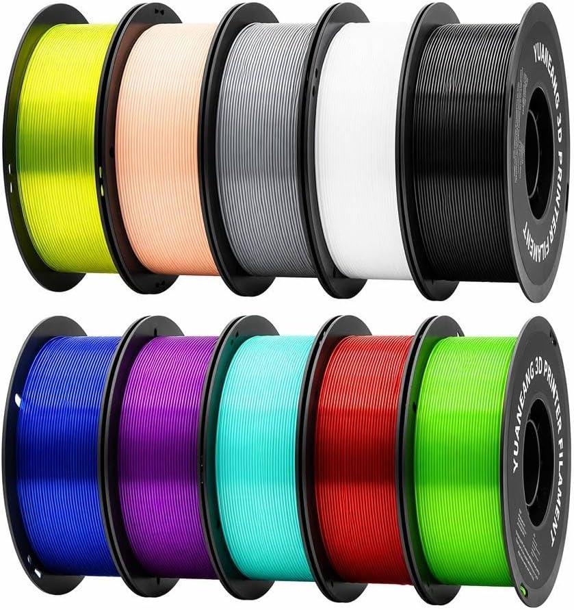 TPU 3D Printer Filament 1.75mm, 10-Color Set,Durable, Elasticity, Impact，Wear Resistant, Smooth Printing Performance, Ideal for Protective Parts, Grips & Creative Multi-Color Flexible Models