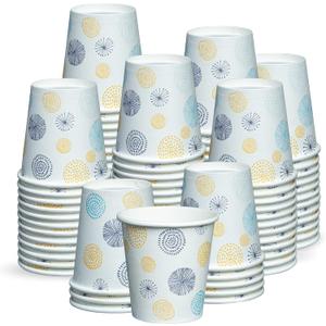 GUSTO [3 oz. - 300 Count Small Paper Cups, Disposable Mini Bathroom Mouthwash Cups - Eco-Friendly and Versatile - Floral (Formerly Comfy Package)