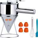 40oz Stainless Steel Pancake Batter Dispenser, Funnel Cake Dispenser with Squeeze Handle and Bracket, Pancake Dispenser for Pancakes, Cupcakes, Takoyaki and Baked Goods (40 oz)