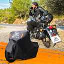 Motorcycle Cover, All Season Waterproof Outdoor Protection with Lock-Holes, Night Reflective & Storage Bag, Fits up to 104" Cruisers, Touring, Dirt Bikes (Black)
