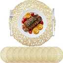 10 Pack Gold Round Placemats 15 Inch Vinyl Heat Resistant Table Mats
