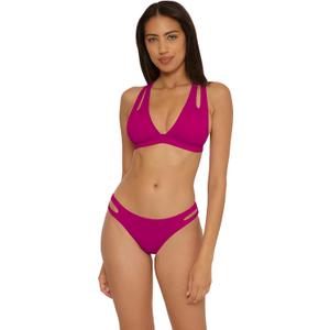 BECCA Women's Standard Color Prism Halter Bikini Top, Adjustable, Tie Back, Swimwear Separates, Wine, Small