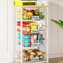 OKZEST 5-Tier Small Kitchen Storage Cart on Wheels with Pull-Out Drawers, Rolling Pantry and Snack Organizer Cart with Wood Top, Kitchen Floor Fruit Basket Stand for Fruit Potato Onion Veggie Snack