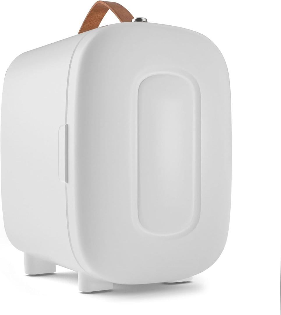 Mini Fridge for Bedroom, 4 Liter/6 Cans Skincare Small Refrigerator, AC/DC Portable Mini Cooler & Warmer, Small Fridge for Camping, Dorm, Office, Car (White)