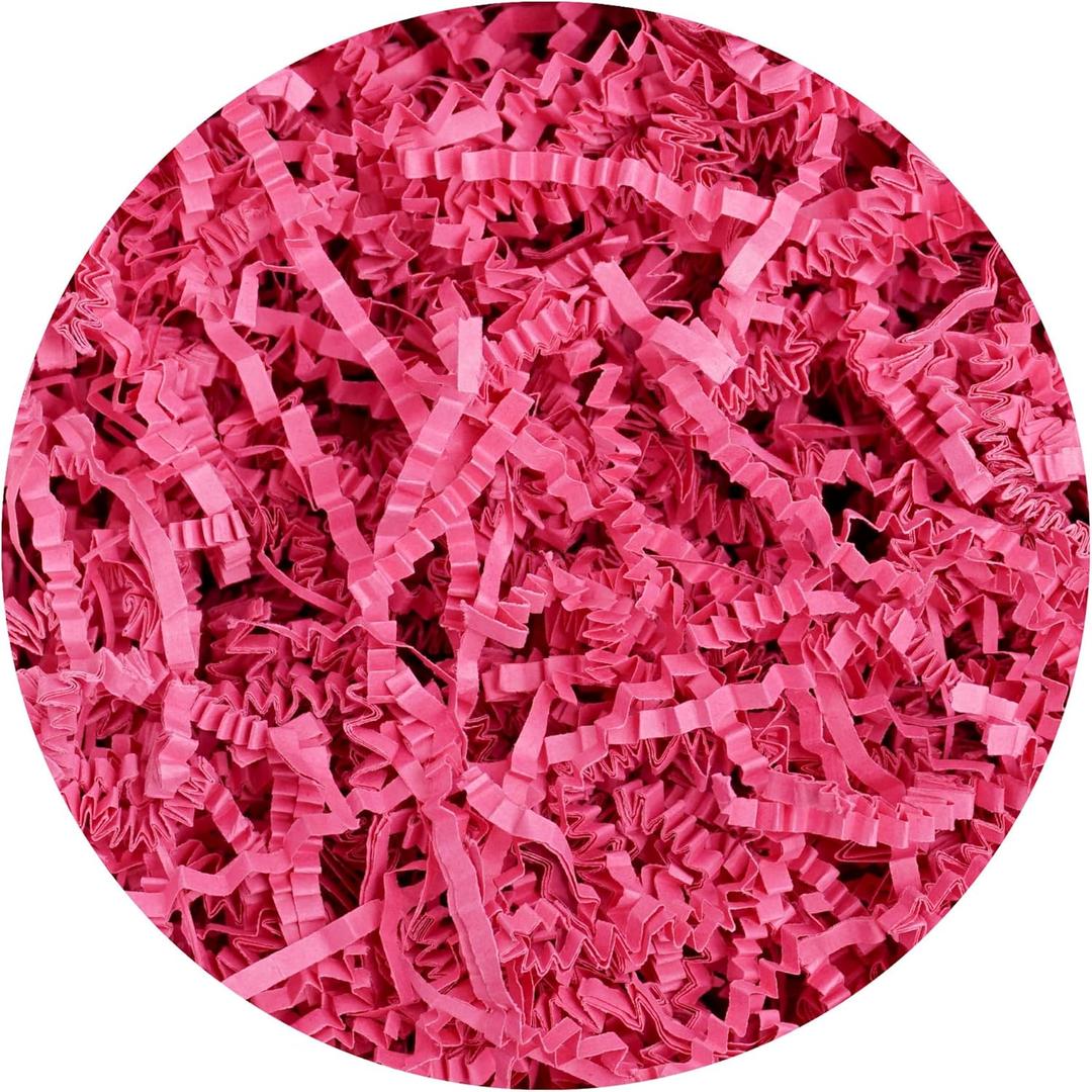 Hampton Distribution Pink Crinkle Paper Filler, 2lb Shredded Paper Gift Basket Filler