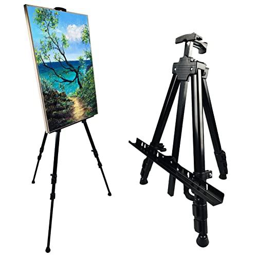 Art Painting Display Artist Easel Stand,Ns Jymb Portable Metal Adjustable Easels for Painting Canvases Height from 17 to 66 Inch - Carry Bag for Table-Top/Floor Displaying and Wedding Signs - Black