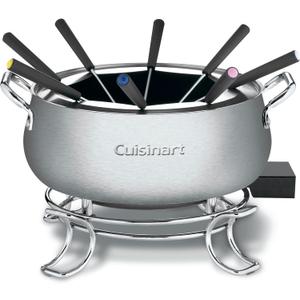 Cuisinart Fondue Pot Set, 3-Quart Stainless Steel Electric Fondue Pot for Chocolate, Cheese, Broth, and Oil, Includes 8 Forks, Temperature Control, Nonstick Interior, Dishwasher Safe, CFO-3SSNAS
