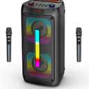 Karaoke Machine for Adults/Kids with 2 Wireless Microphones, Portable Bluetooth Speaker w/PA System for Singing