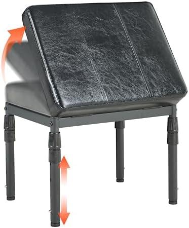 Adjustable Ottoman Pouf, 4 Height Position & 60 Degree Tilt Angle Synthetic Leather Ottomans Foot Stools Stool Pouffe FootStool Under Desk for Living Room Home Office(Black Synthetic Leather)