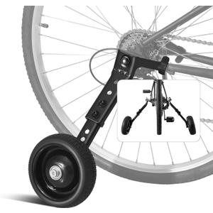 Adjustable Bicycle Training Wheels for Adults, Fit 24" to 28" Bikes, Steel Construction, Black, 2 Pair - Safe and Stable Learning Training Wheels