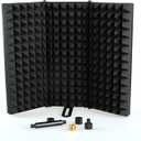 Microphone Isolation Shield, Foldable Mic Shield with Triple Sound Insulation, Reflection Filter with 3/8" and 5/8" Mic Threaded Mount