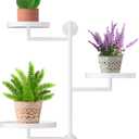 Window Rotating Plant Stand Shelf Indoor White Metal Floating Shelves 3-Tier Wall Mount Plant Holders for Living Room Wall Planter Modern Home Decor for Gardening