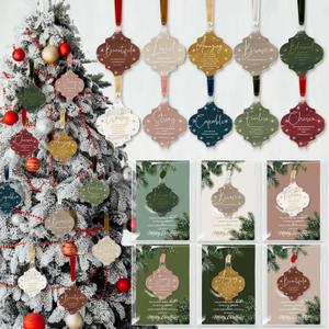 30 Set Christian Christmas Tree Ornaments Inspirational Acrylic Hanging Ornament for Xmas Tree Watercolor Bibles Verse Gifts with Merry Christmas Cards for Women Men Church (Stylish Lantern)