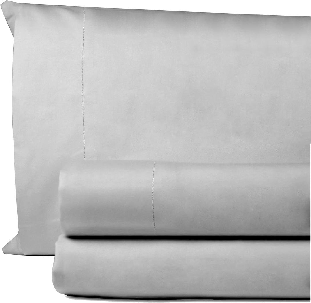 Egyptian Cotton Twin Sheets Set 1000 Thread Count Luxury Hotel Soft and Smooth Silver Grey Twin Size Bed Sheet Set 16" Deep Pocket Sateen Weave Extra Long Staple Cotton Bedding - 3 Piece