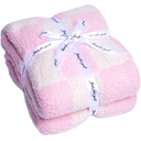 Fuzzy Checkered Throw Blanket Pink Reversible Throw Blankets Decorative Plaid Blanket - Super Soft Warm Cozy Microfiber Blanket for Chair, Sofa, Couch, Bed, Camping, Travel (51''x63'', Blush Pink)