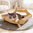 Sisal Cat Scratcher Bed with Hammock, Solid Wood Frame Cat Scratch Pad & Lounger for Indoor Cats, Durable Natural Sisal Cat Furniture Protector for Scratch, Rest and Sleep(Large)